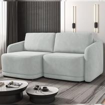 Sofá Cama Modulado Retrátil e Reclinável Decorativo Varsóvia 216cm Veludo Cinza G33 - Gran Belo