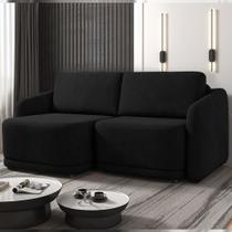 Sofá Cama Modulado Retrátil e Reclinável Decorativo Varsóvia 236cm Veludo Preto G33 - Gran Belo