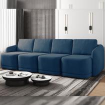 Sofá Cama Modulado Retrátil e Reclinável Decorativo Varsóvia 356cm Veludo Azul Marinho G33 - Gran Belo Sofá Cama Modulado Retrátil e Reclinável Decorativo Varsóvia 356cm Veludo Azul Marinho G33 - Gran Belo