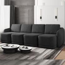 Sofá Cama Modulado Retrátil e Reclinável Decorativo Varsóvia 396cm Veludo Cinza Chumbo G33 - Gran Belo Sofá Cama Modulado Retrátil e Reclinável Decorativo Varsóvia 396cm Veludo Cinza Chumbo G33 - Gran Belo