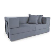 Sofá Cama Modular 2 Lugares Mold Boucle Cinza Grafite - Loja Sheep