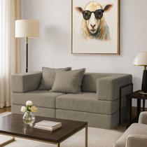 Sofá Cama Modular 2 Lugares Mold Boucle Marrom - Loja Sheep