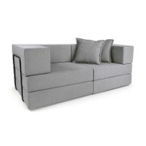 Sofá Cama Modular 2 Lugares Mold Boucle Prata - Loja Sheep