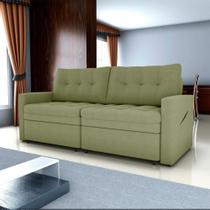 Sofá Cama Nayla 3 Lugares Retrátil 220cm Boucle Oliva Verde Matrix