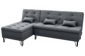 Sofá Cama Nice 2 Lugares com Chaise Veludo Chumbo