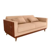 Sofá Cama Pala 203cm Reclinável material sintético Marrom Linho Areia - Sallar Home Sofá Cama Pala 203cm Reclinável material sintético Marrom Linho Areia - Sallar Home