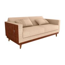 Sofá Cama Pala 203cm Reclinável material sintético Marrom Linho Bege - Sallar Home Sofá Cama Pala 203cm Reclinável material sintético Marrom Linho Bege - Sallar Home
