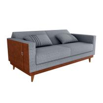 Sofá Cama Pala 203cm Reclinável material sintético Marrom Linho Cinza - Sallar Home Sofá Cama Pala 203cm Reclinável material sintético Marrom Linho Cinza - Sallar Home