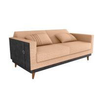 Sofá Cama Pala 203cm Reclinável material sintético Preto Linho Areia- Sallar Home Sofá Cama Pala 203cm Reclinável material sintético Preto Linho Areia- Sallar Home