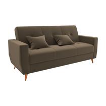 Sofá Cama Pamela 4 Lugares Reclinável com Baú 207cm Tecido Veludo Matrix Cor Marrom