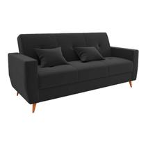 Sofá Cama Pamela 4 Lugares Reclinável com Baú 207cm Tecido Veludo Matrix Cor Preto