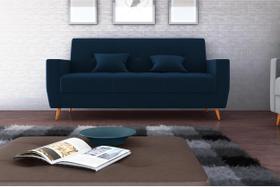 Sofá Cama Pamela Veludo Azul E433 - Matrix