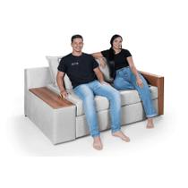 Sofá Cama Panamá Aveludado Composê Baú Lado Esquerdo Casa Imperial