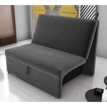 Sofá Cama para Descanso Alice Suede Cinza Sofá Cama para Descanso Alice Suede Cinza