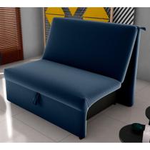 Sofá Cama para Descanso Alice Veludo Azul Sofá Cama para Descanso Alice Veludo Azul