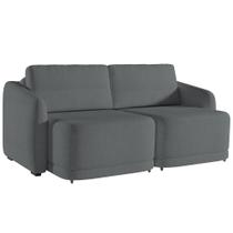 Sofá Cama para Sala de Estar 2 Lugares 216cm Montserrat K01 Bouclê Cinza - Lyam Decor Sofá Cama para Sala de Estar 2 Lugares 216cm Montserrat K01 Bouclê Cinza - Lyam Decor