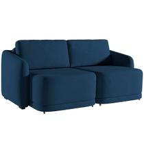 Sofá Cama para Sala de Estar 2 Lugares 216cm Montserrat K01 Veludo Azul Marinho - Lyam Decor