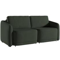 Sofá Cama para Sala de Estar 2 Lugares 216cm Montserrat K01 Veludo Verde - Lyam Decor Sofá Cama para Sala de Estar 2 Lugares 216cm Montserrat K01 Veludo Verde - Lyam Decor