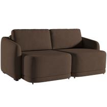 Sofá Cama para Sala de Estar 3 Lugares 236cm Montserrat K01 Veludo Marrom - Lyam Decor Sofá Cama para Sala de Estar 3 Lugares 236cm Montserrat K01 Veludo Marrom - Lyam Decor