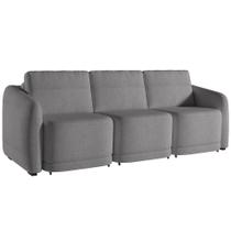 Sofá Cama Para Sala De Estar 3 Lugares 246cm Montserrat K01 Bouclê Cinza - Lyam Decor Sofá Cama Para Sala De Estar 3 Lugares 246cm Montserrat K01 Bouclê Cinza - Lyam Decor