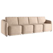 Sofá Cama Para Sala De Estar 4 Lugares 316cm Montserrat K01 Veludo Bege - Lyam Decor Sofá Cama Para Sala De Estar 4 Lugares 316cm Montserrat K01 Veludo Bege - Lyam Decor