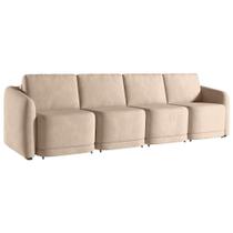 Sofá Cama para Sala de Estar 4 Lugares 316cm Montserrat K01 Veludo Bege - Lyam Decor Sofá Cama para Sala de Estar 4 Lugares 316cm Montserrat K01 Veludo Bege - Lyam Decor