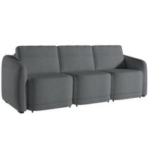 Sofá Cama para Sala de Estar 4 Lugares 336cm Montserrat K01 Bouclê Cinza - Lyam Decor Sofá Cama para Sala de Estar 4 Lugares 336cm Montserrat K01 Bouclê Cinza - Lyam Decor
