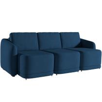 Sofá Cama para Sala de Estar 4 Lugares 336cm Montserrat K01 Veludo Azul Marinho - Lyam Decor