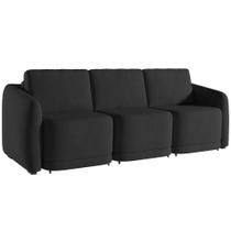 Sofá Cama para Sala de Estar 4 Lugares 336cm Montserrat K01 Veludo Preto - Lyam Decor Sofá Cama para Sala de Estar 4 Lugares 336cm Montserrat K01 Veludo Preto - Lyam Decor