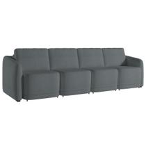 Sofá Cama para Sala de Estar 4 Lugares 356cm Montserrat K01 Bouclê Cinza - Lyam Decor Sofá Cama para Sala de Estar 4 Lugares 356cm Montserrat K01 Bouclê Cinza - Lyam Decor