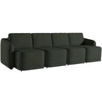 Sofá Cama para Sala de Estar 4 Lugares 356cm Montserrat K01 Veludo Verde - Lyam Decor Sofá Cama para Sala de Estar 4 Lugares 356cm Montserrat K01 Veludo Verde - Lyam Decor