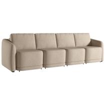 Sofá Cama para Sala de Estar 4 Lugares 396cm Montserrat K01 Linho Bege - Lyam Decor Sofá Cama para Sala de Estar 4 Lugares 396cm Montserrat K01 Linho Bege - Lyam Decor