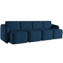 Sofá Cama para Sala de Estar 5 Lugares 436cm Montserrat K01 Veludo Azul Marinho - Lyam Decor Sofá Cama para Sala de Estar 5 Lugares 436cm Montserrat K01 Veludo Azul Marinho - Lyam Decor
