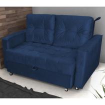 Sofá Cama para Sala de Estar Cross Veludo Azul