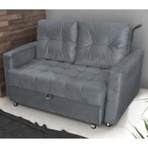 Sofá Cama para Sala de Estar Cross Veludo Chumbo Sofá Cama para Sala de Estar Cross Veludo Chumbo