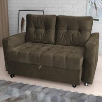 Sofá Cama para Sala de Estar Cross Veludo Turkey Marrom Sofá Cama para Sala de Estar Cross Veludo Turkey Marrom