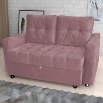 Sofá Cama para Sala de Estar Cross Veludo Turkey Rosa Sofá Cama para Sala de Estar Cross Veludo Turkey Rosa