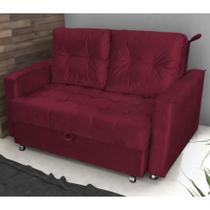 Sofá Cama para Sala de Estar Cross Veludo Vinho