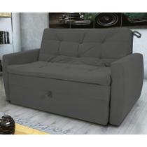 Sofá Cama para Sala de Estar Hiro Suede Cinza Sofá Cama para Sala de Estar Hiro Suede Cinza