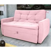 Sofá Cama para Sala de Estar Hiro Veludo Turkey Rosa