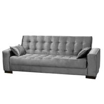 Sofá Cama para Sala de Estar Lisboa Suede Cinza - Ibiza Sofá Cama para Sala de Estar Lisboa Suede Cinza - Ibiza