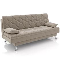 Sofá Cama para Sala de Estar Quarto 193cm Lia M03 Veludo Bege - Lyam Decor Sofá Cama para Sala de Estar Quarto 193cm Lia M03 Veludo Bege - Lyam Decor