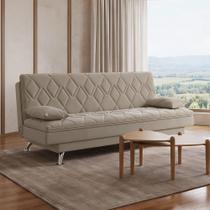 Sofá Cama para Sala de Estar Quarto 193cm Lia M03 Veludo Bege - Lyam Decor