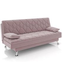 Sofá Cama para Sala de Estar Quarto 193cm Lia M03 Veludo Rosê - Lyam Decor