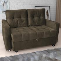 Sofá Cama para Sala de Estar Remy Veludo Turkey Marrom Sofá Cama para Sala de Estar Remy Veludo Turkey Marrom