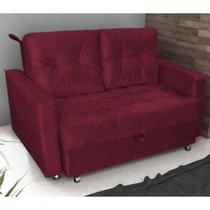 Sofá Cama para Sala de Estar Remy Veludo Vinho Sofá Cama para Sala de Estar Remy Veludo Vinho