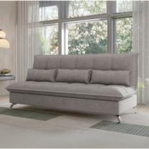 Sofá Cama para Sala de Estar Veludo Condessa Slim Cinza Castor Sofá Cama para Sala de Estar Veludo Condessa Slim Cinza Castor