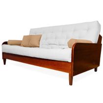 Sofá Cama Paris Acquablock Branco Off Madeira Maciça Cor Imbuia