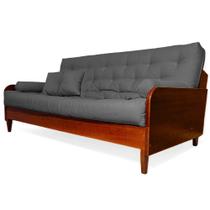 Sofá Cama Paris Acquablock Chumbo Madeira Maciça Cor Imbuia
