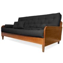 Sofá Cama Paris Acquablock Preto em Madeira Alto Padrão